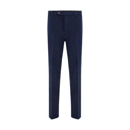 Blue Cotton Casual Pants
