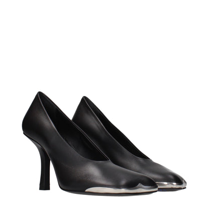Black Leather High Heel Pumps