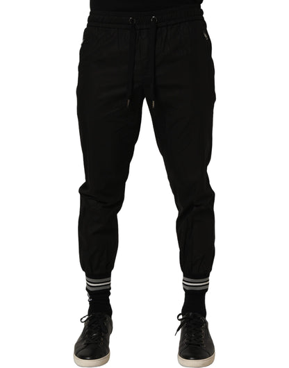 Black Cotton Mid Waist Jogger Sweatpants Pants
