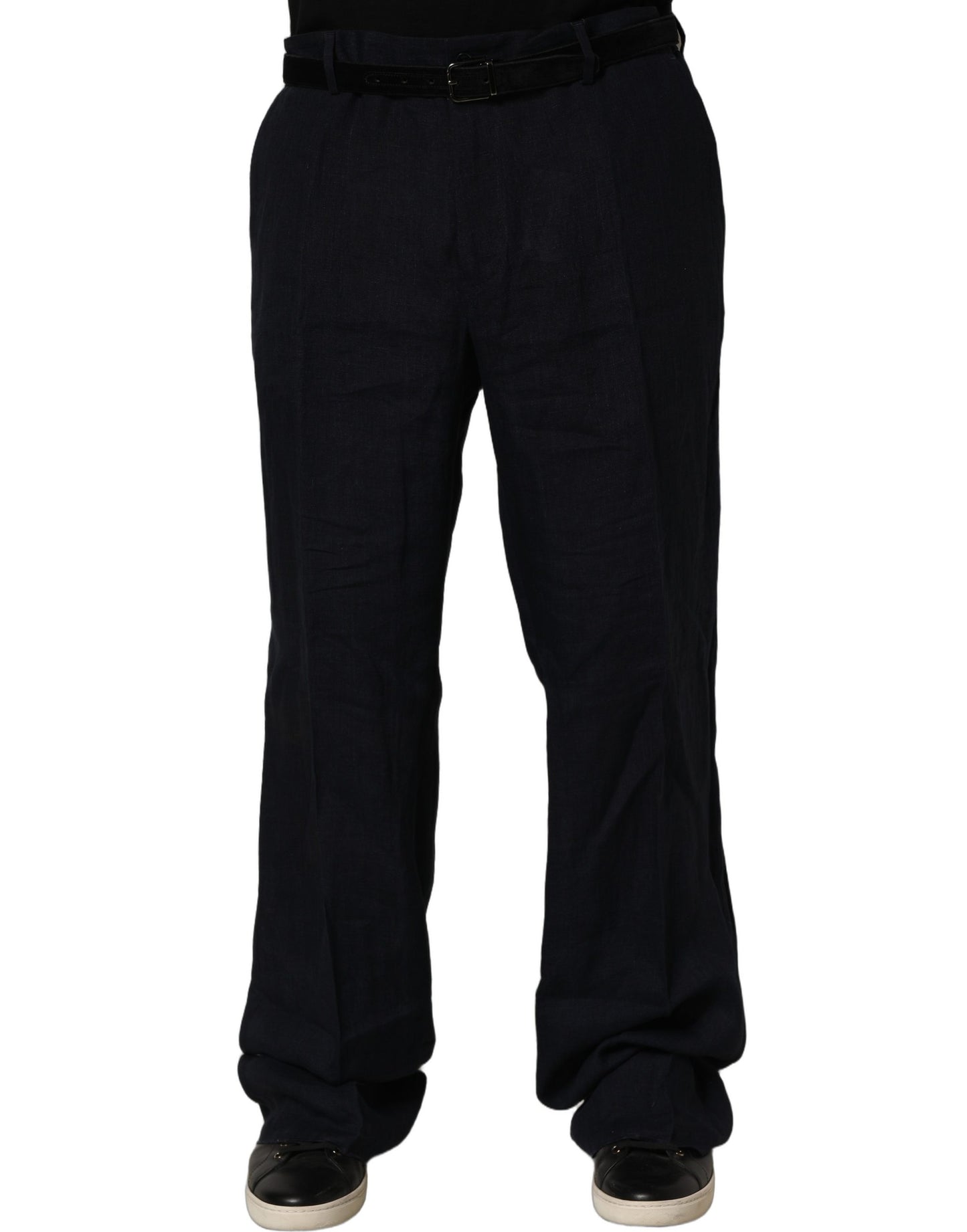 Black Linen Straight Leg Dress Trouser Pants
