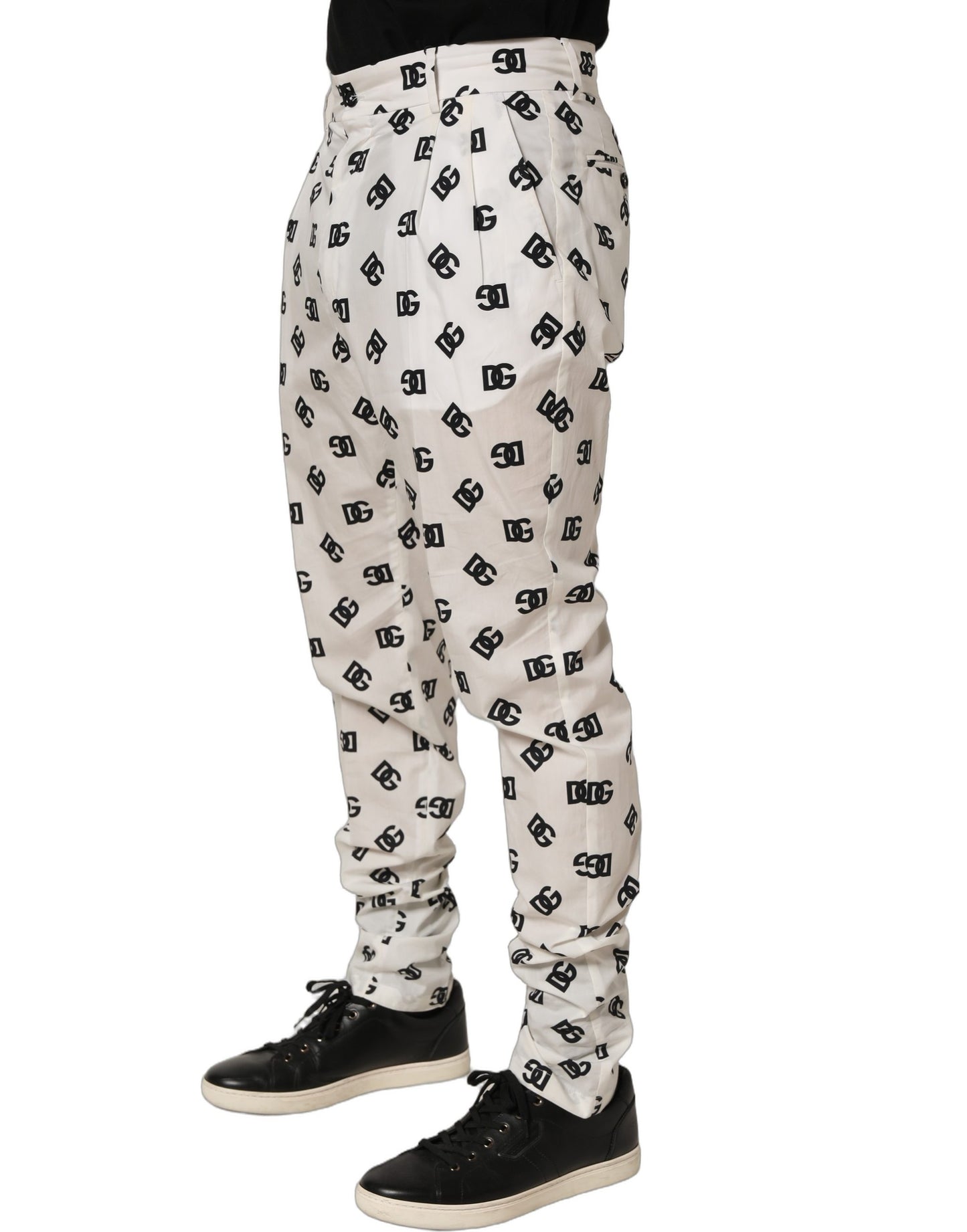 White Logo Skinny Leg Dress Men Trouser Pants