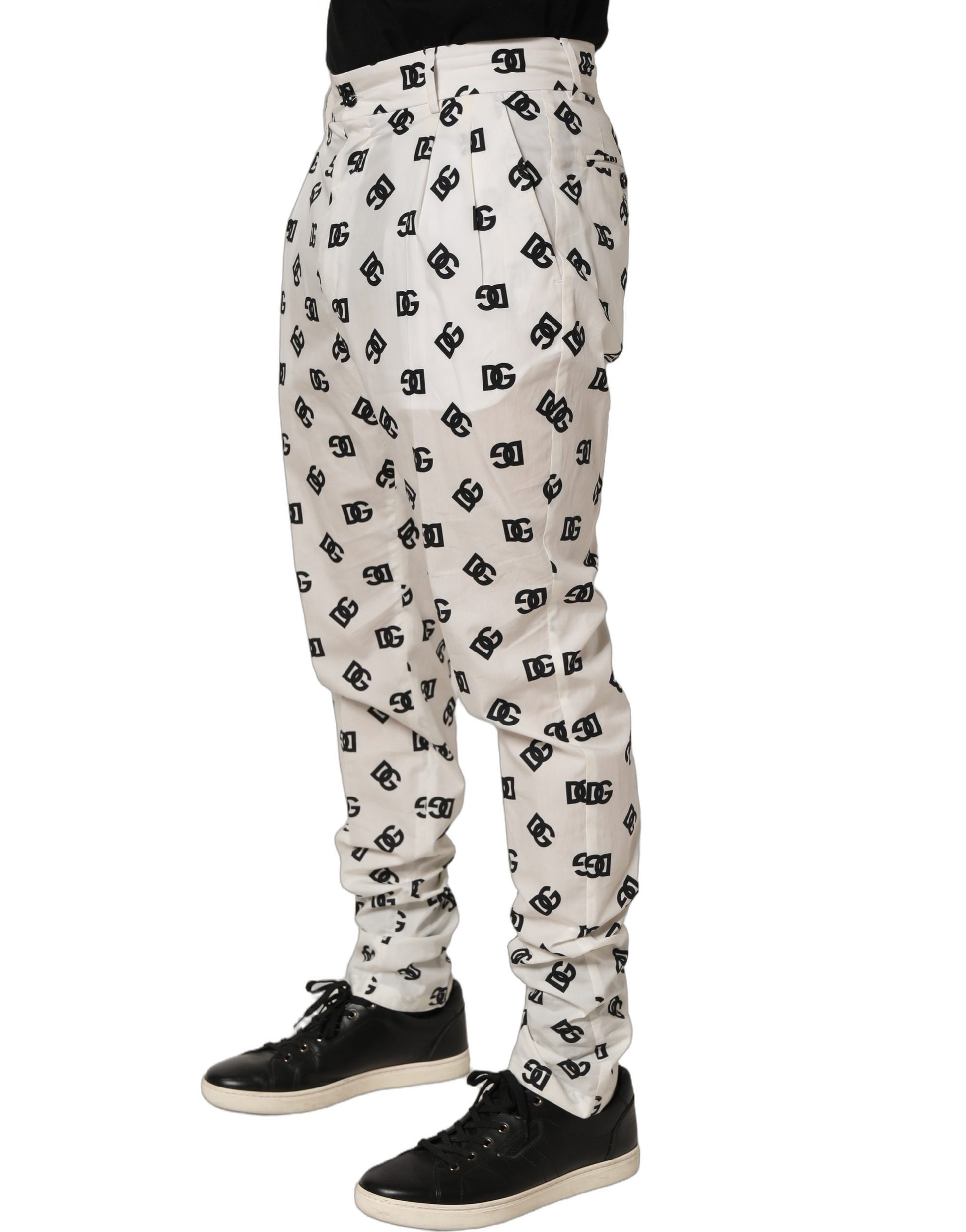 White Logo Skinny Leg Dress Men Trouser Pants
