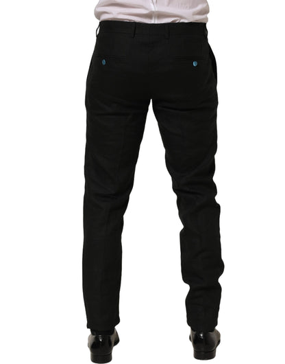 Black Linen Skinny Leg Dress Trouser Pants