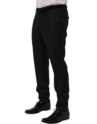 Black Wool Skinny Leg Dress Trouser Pants
