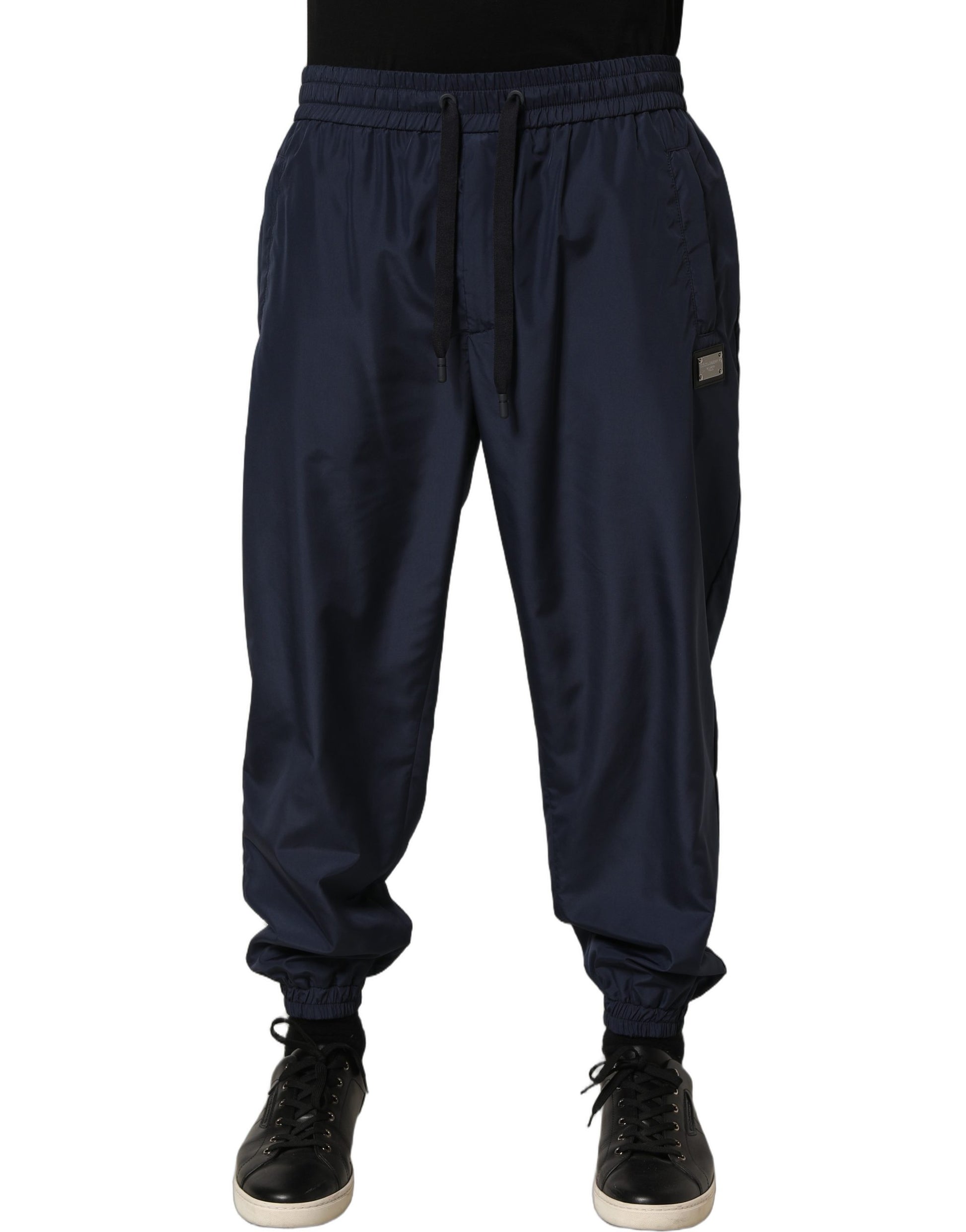 Dark Blue Polyester Jogger Sweatpants Pants