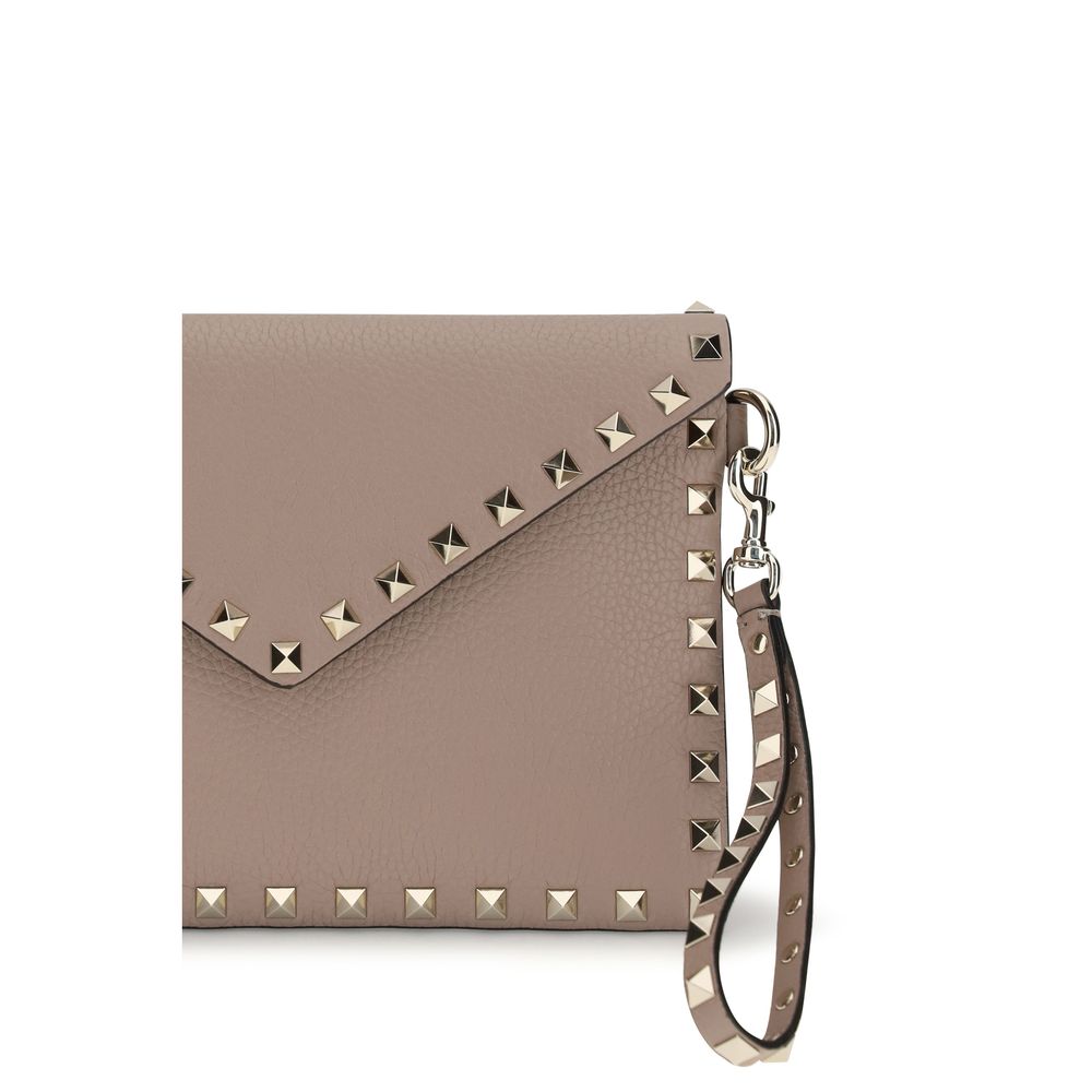Beige Calf Leather Bos Taurus Clutch Bag