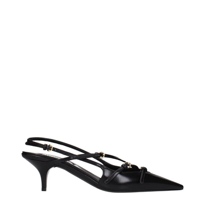 Black Leather High Heel Pumps