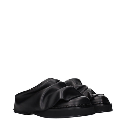 Black Leather Slippers