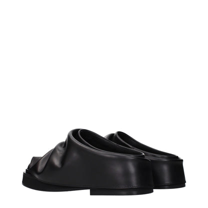 Black Leather Slippers