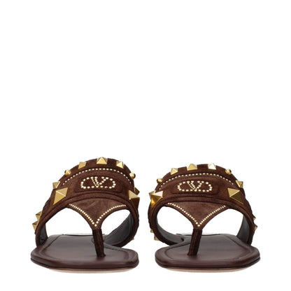 Brown Leather Flip-Flop Sandals