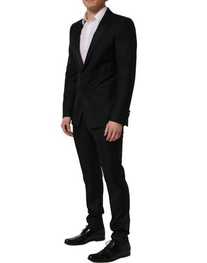 Black Wool Slim Fit Formal 2 Piece Men Suit