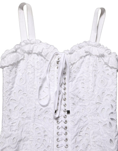 White Broderie Anglaise Cotton Mini Dress