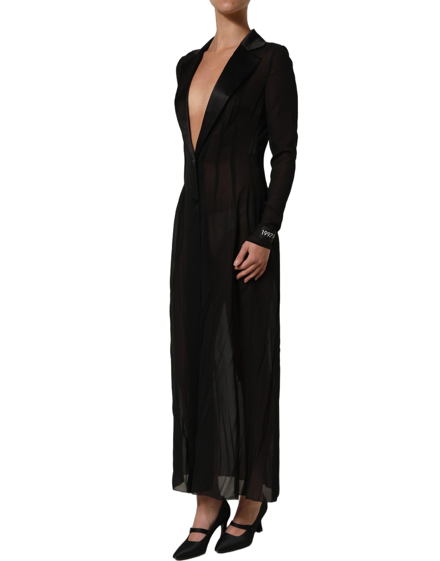 Black Silk Sheer Chiffon Long Maxi Dress