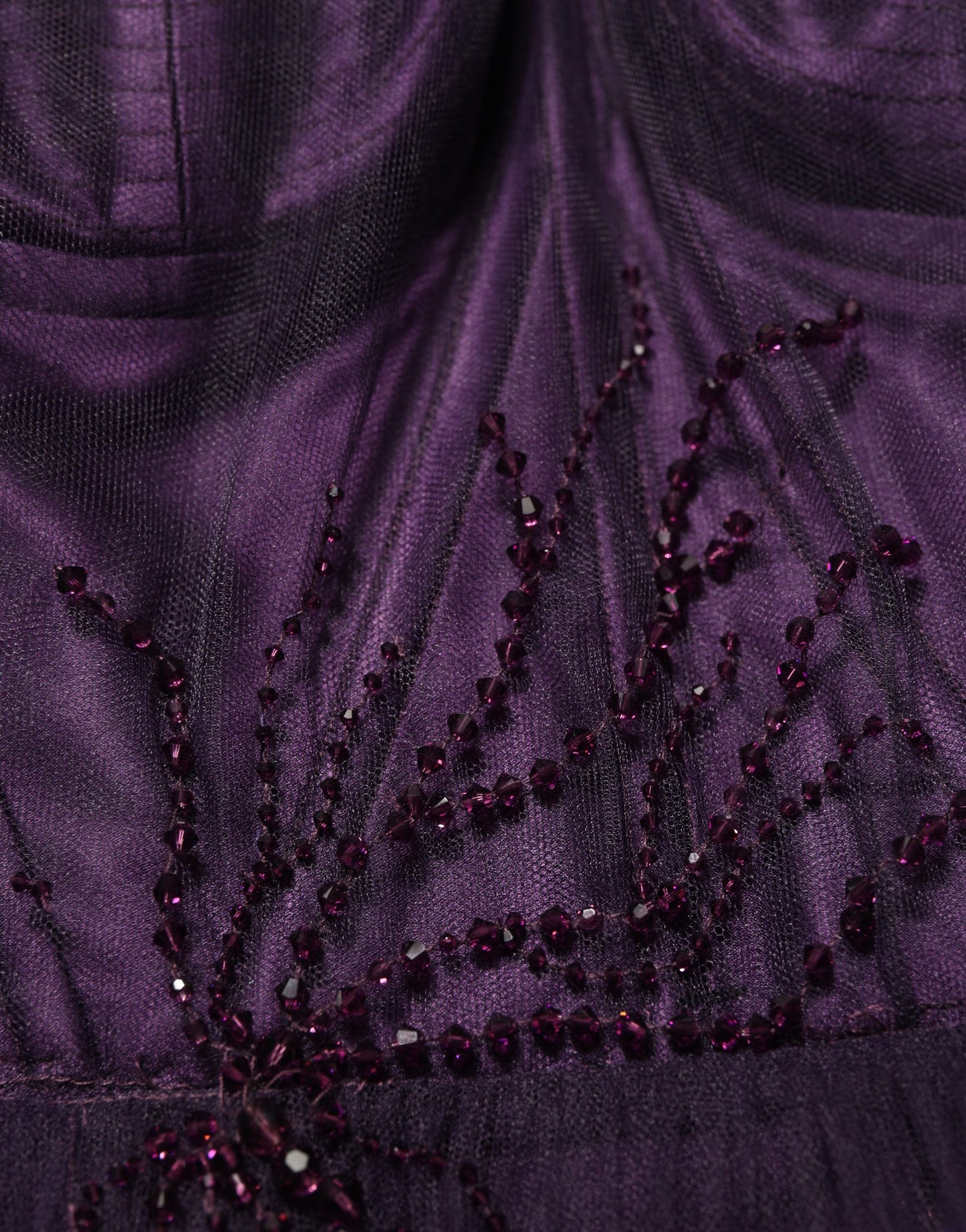 Purple Tiered Tulle Silk Long Gown Dress
