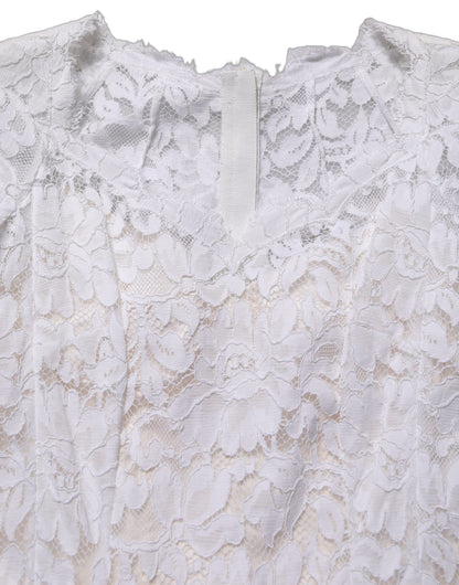 White Floral Lace Mermaid Long Gown Dress