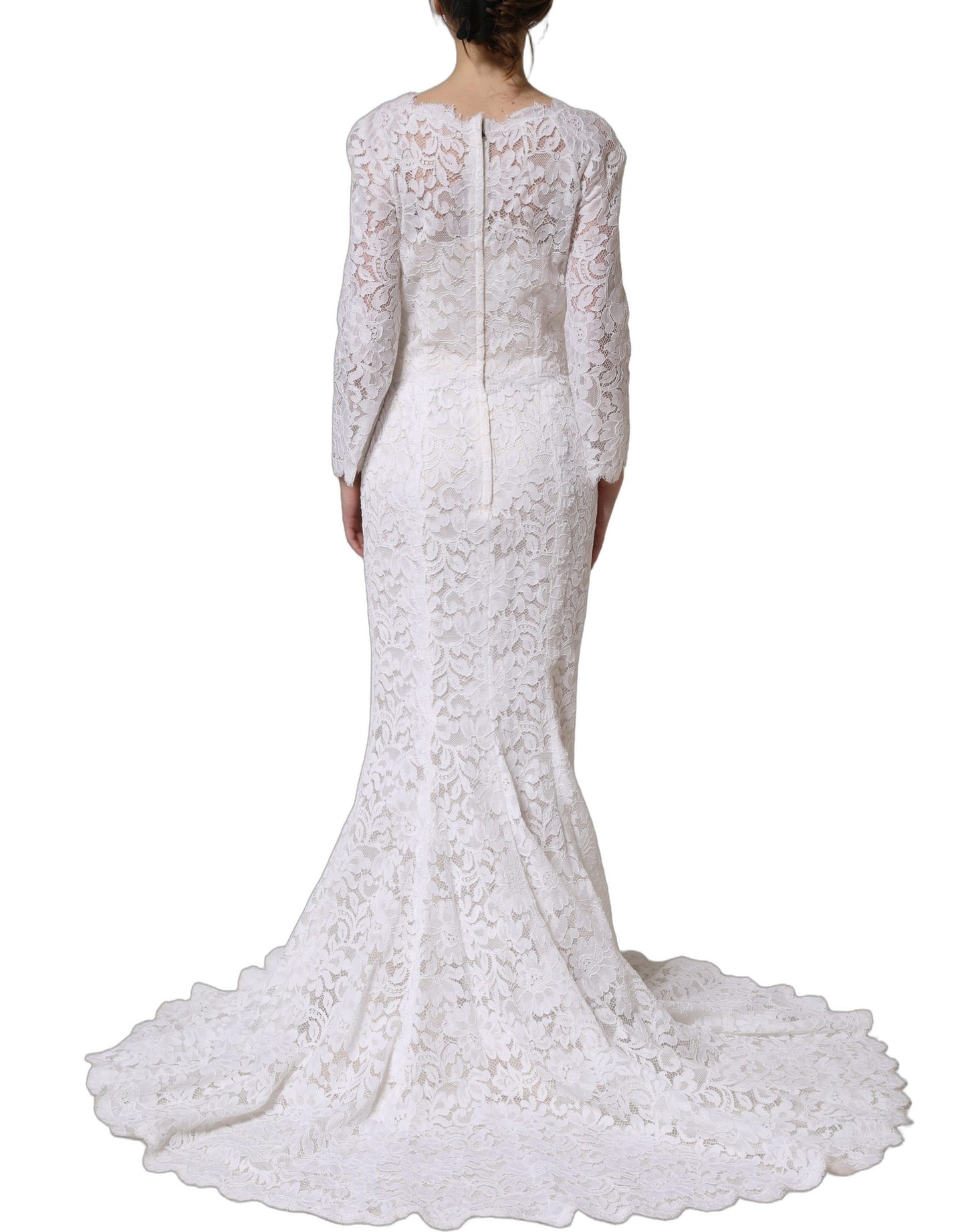 White Floral Lace Mermaid Long Gown Dress