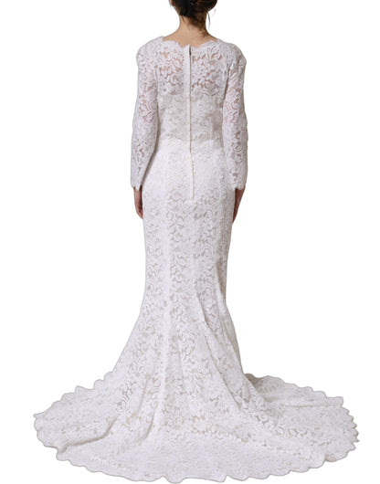 White Floral Lace Mermaid Long Gown Dress