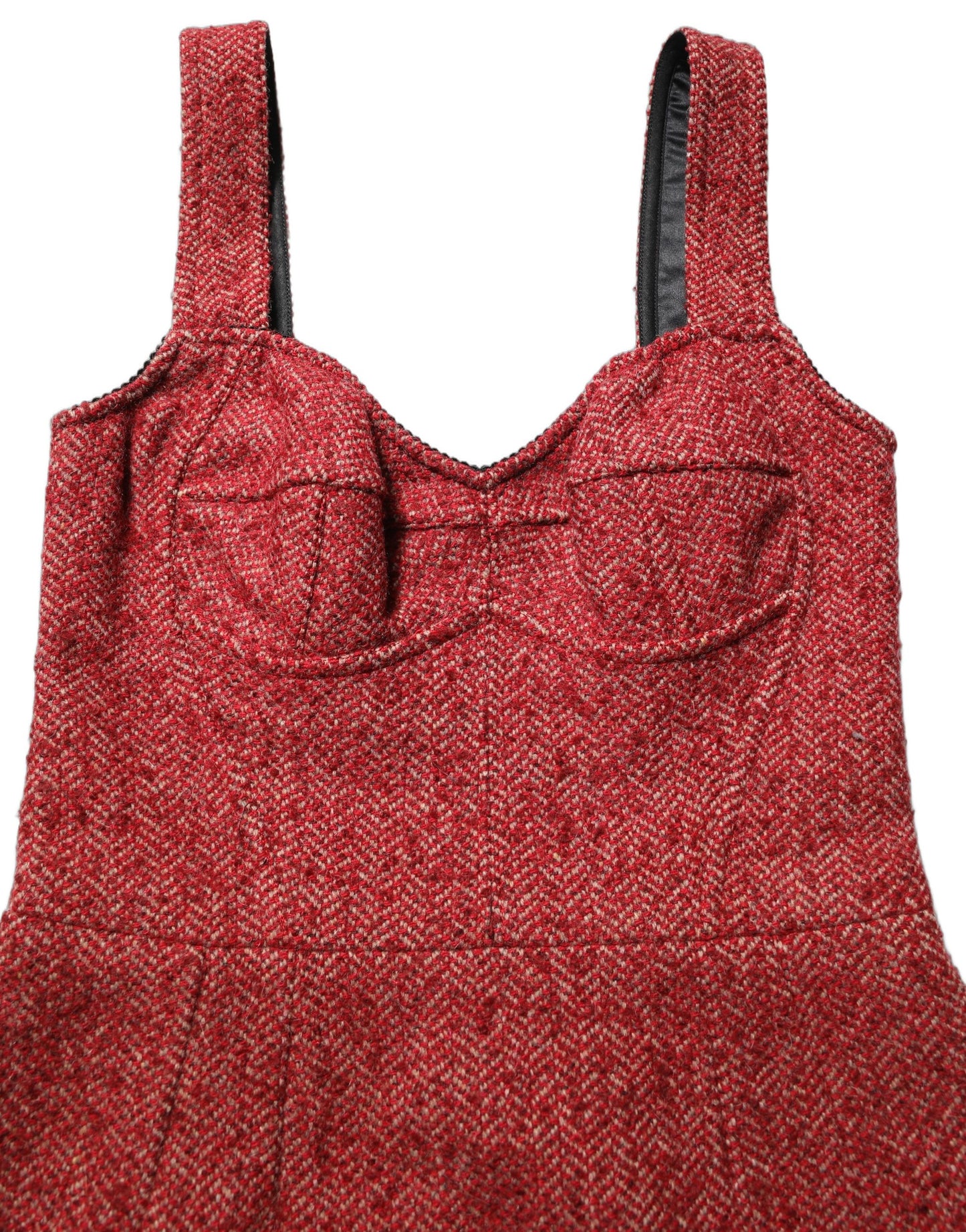 Multicolor Tweed Belted Babydoll Mini Dress