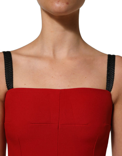 Red Stretch Bodycon Sheath Knee Length Dress