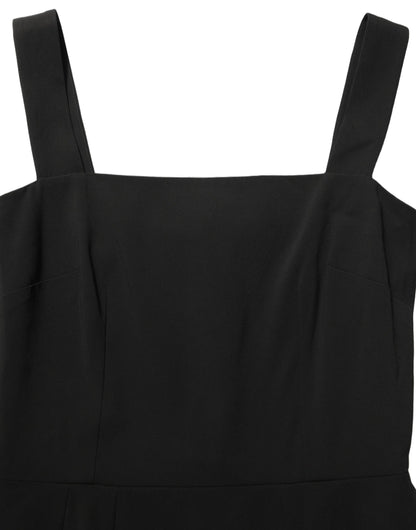 Black Viscose Stretch Sheath Midi Dress