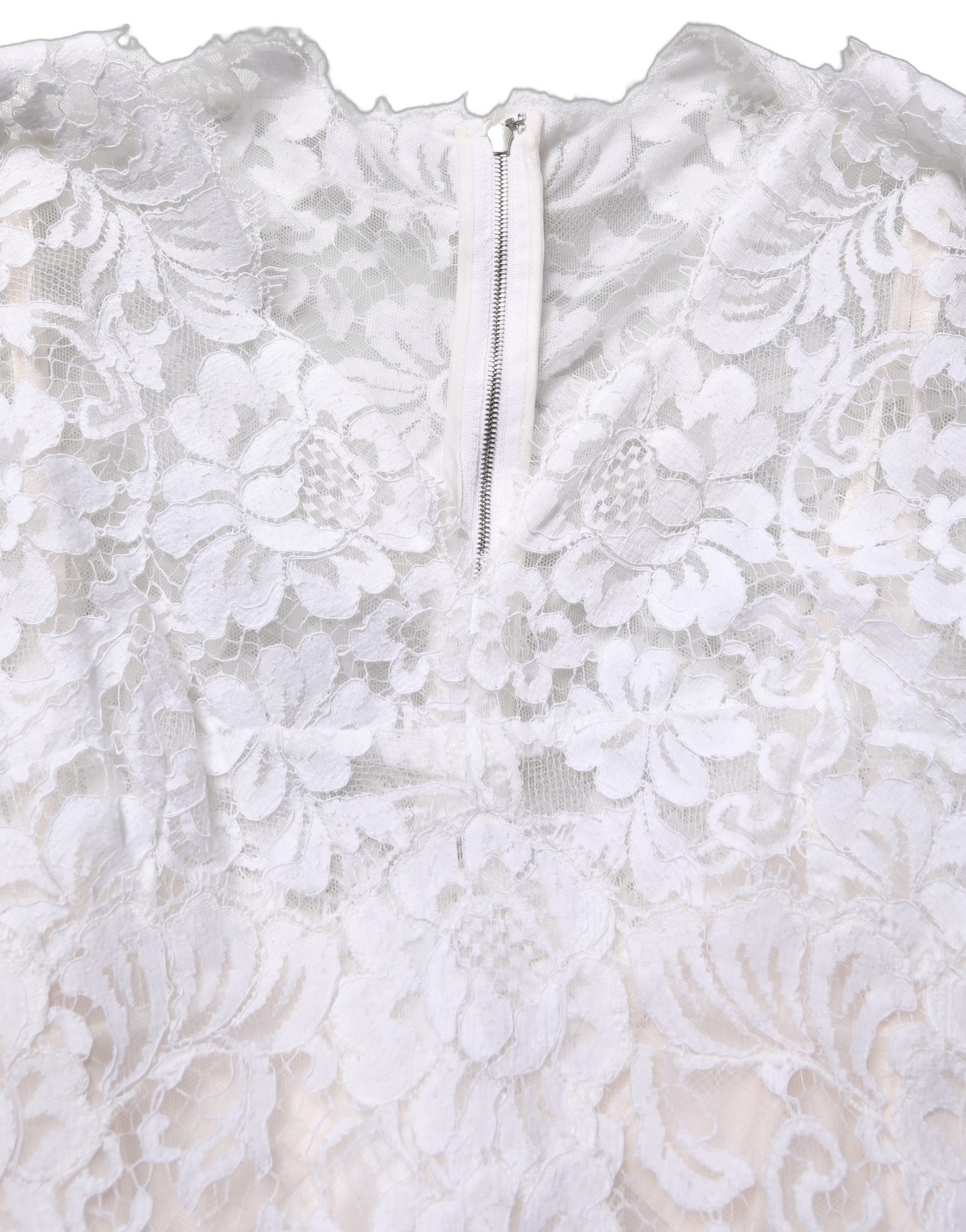 White Cotton Floral Lace Long Gown Dress
