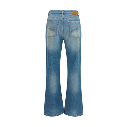 Blue Cotton Flared Jeans