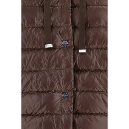 Brown Polyester Full-Length Jacket