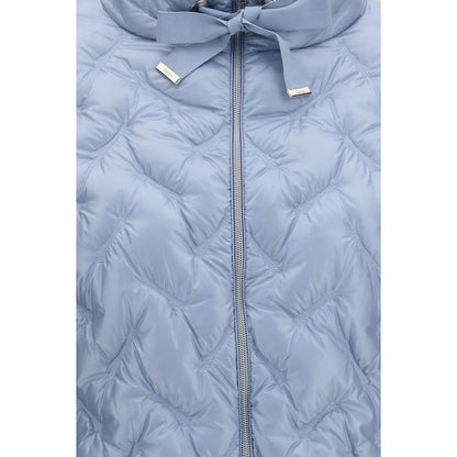 Blue Polyester Full-Length Jacket