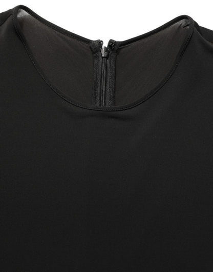 Black Cotton Long Sleeves Sheath Maxi Dress