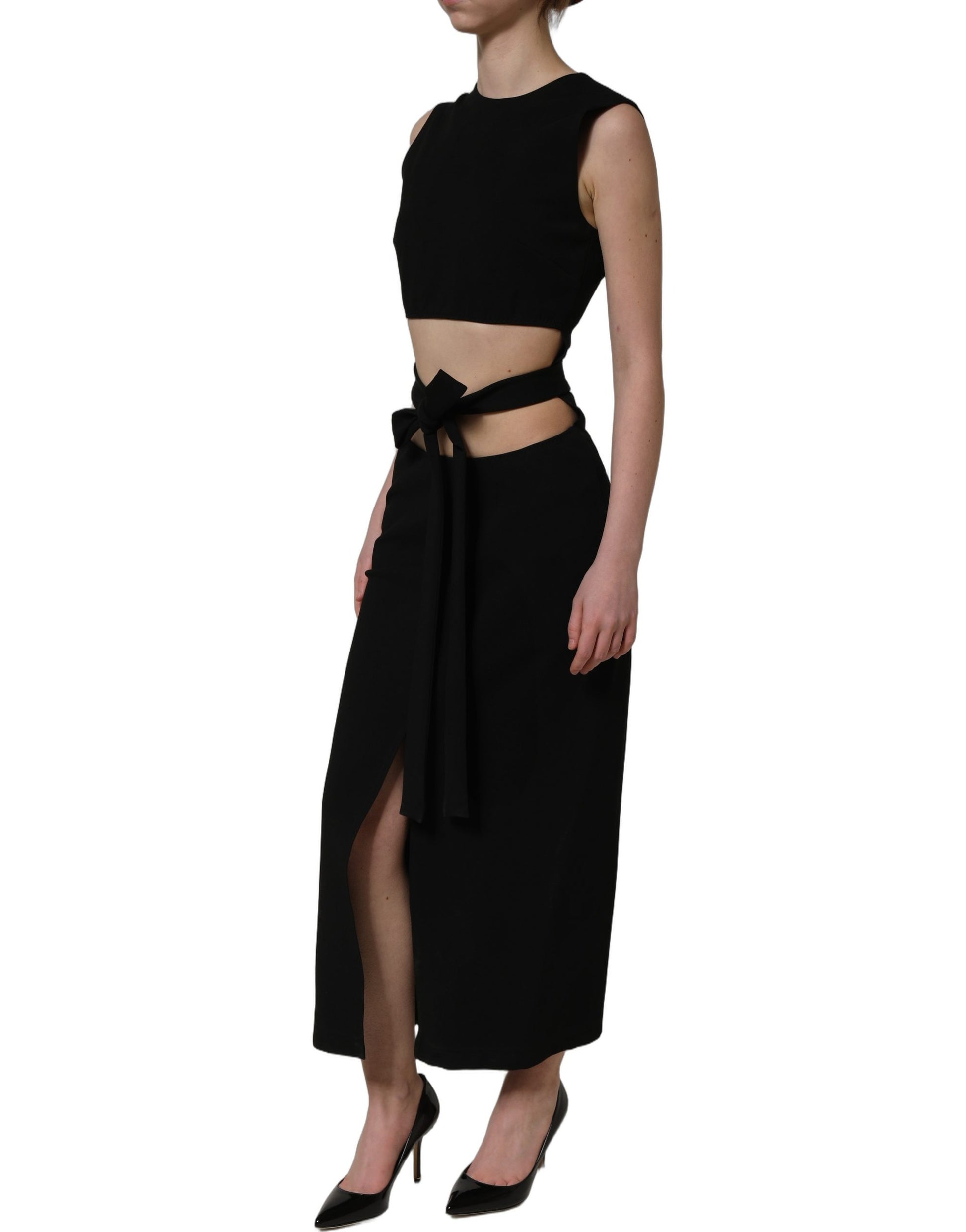 Black Cut Out Detail Sleeveless Maxi Dress