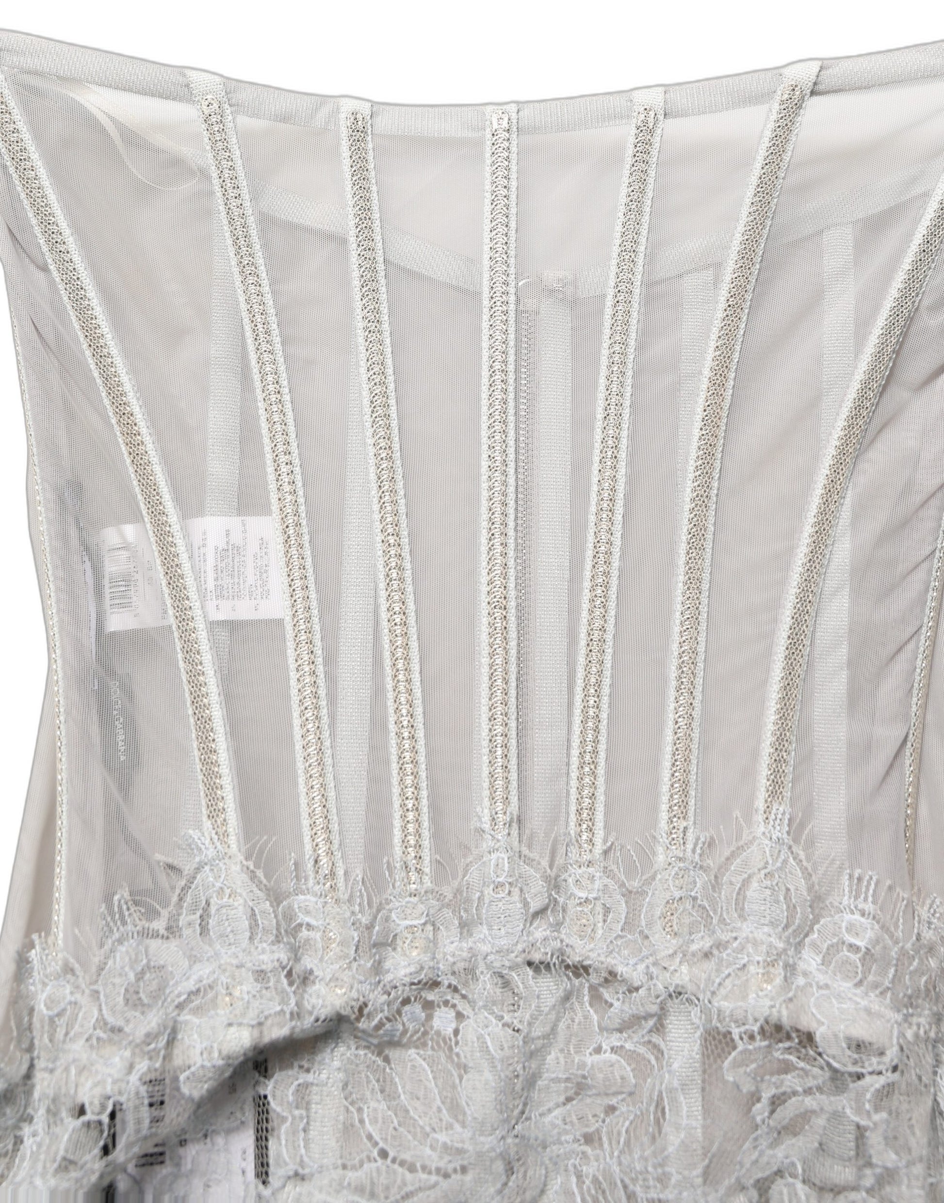Gray Lace Corset Style Bodice Maxi Dress