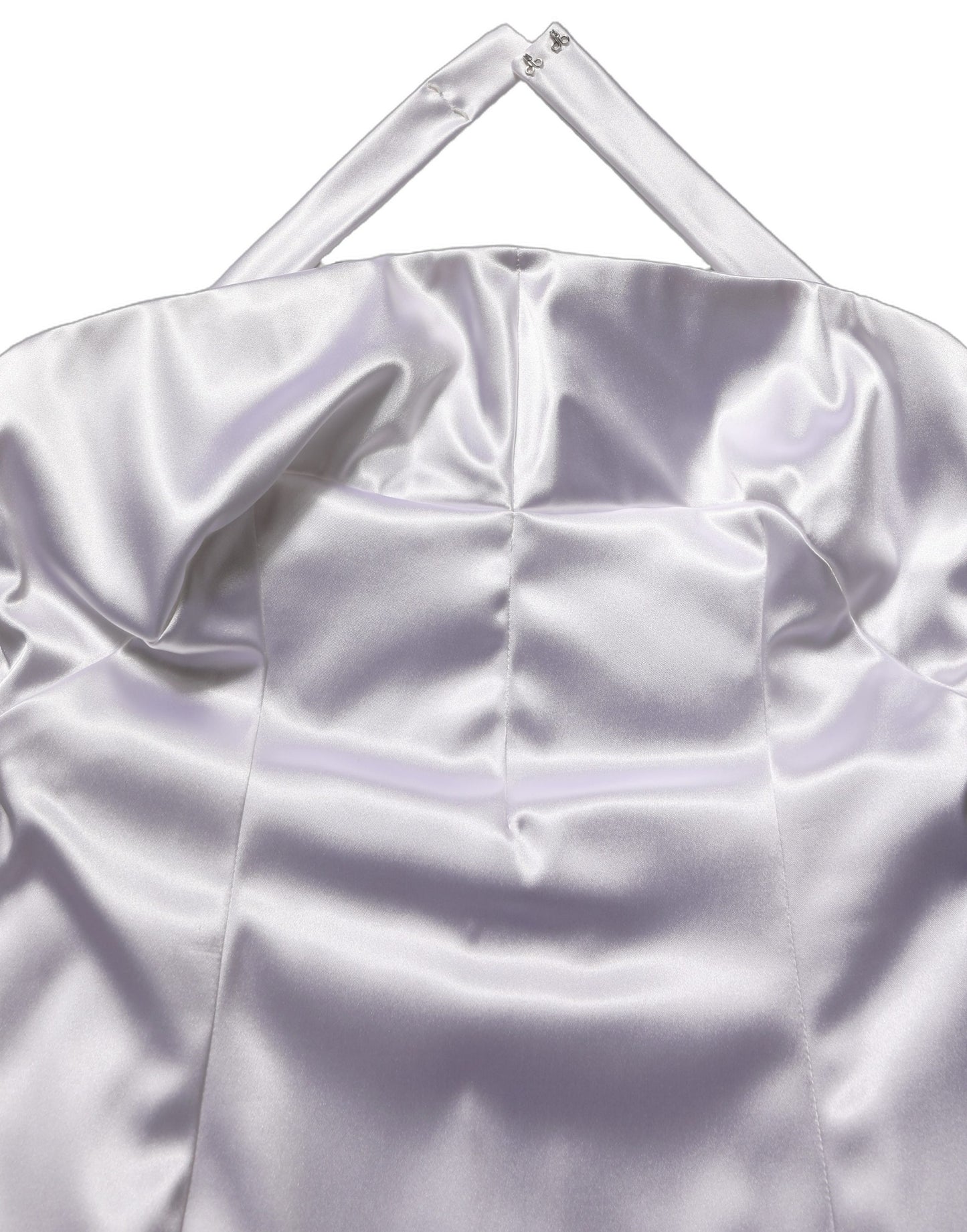 White Satin Halter Backless Long Gown Dress