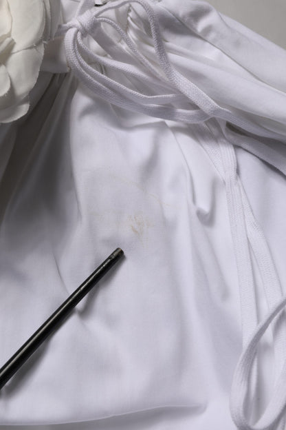 White Cotton Gabardine Bustier Midi Dress