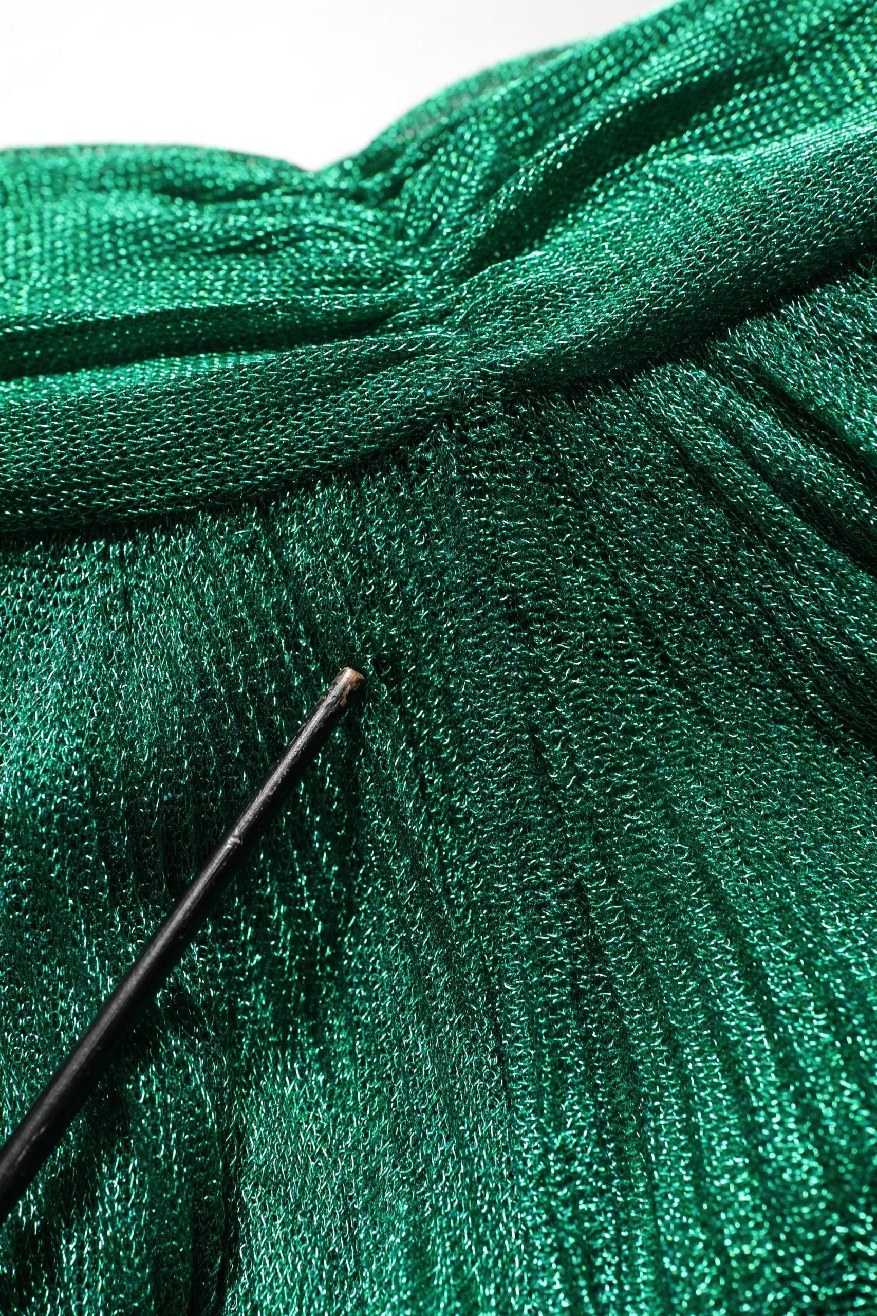 Emerald Green Plissé Evening Gown Dress