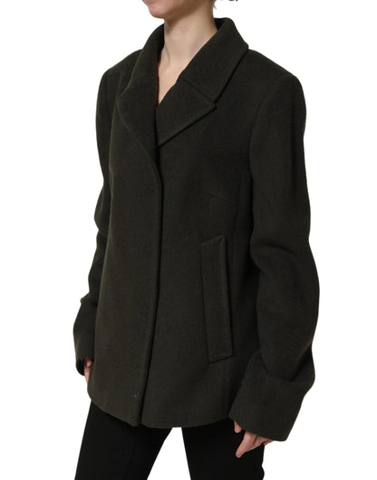 Dark Green Double Breasted Peacoat Jacket