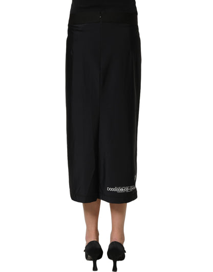 Black DGVIB3 Stretch Jersey Midi Pencil Cut Skirt