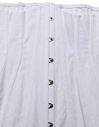 White Brown Cotton Sleeveless Corset Top