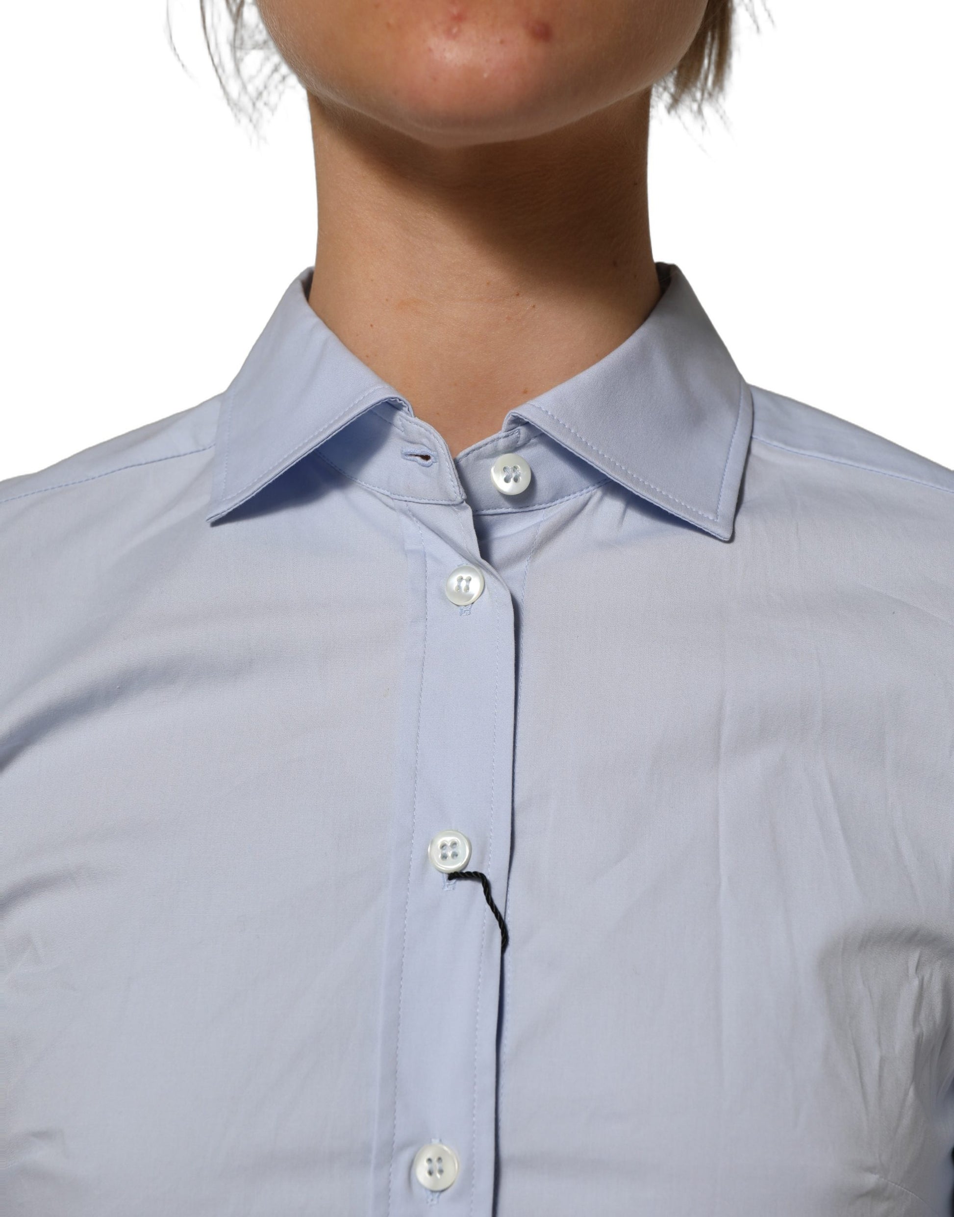 Blue Collared Long Sleeves Dress Shirt Top