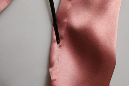 Pink Satin Silk V-neck Long Sleeves Blouse Top