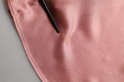 Pink Satin Silk V-neck Long Sleeves Blouse Top