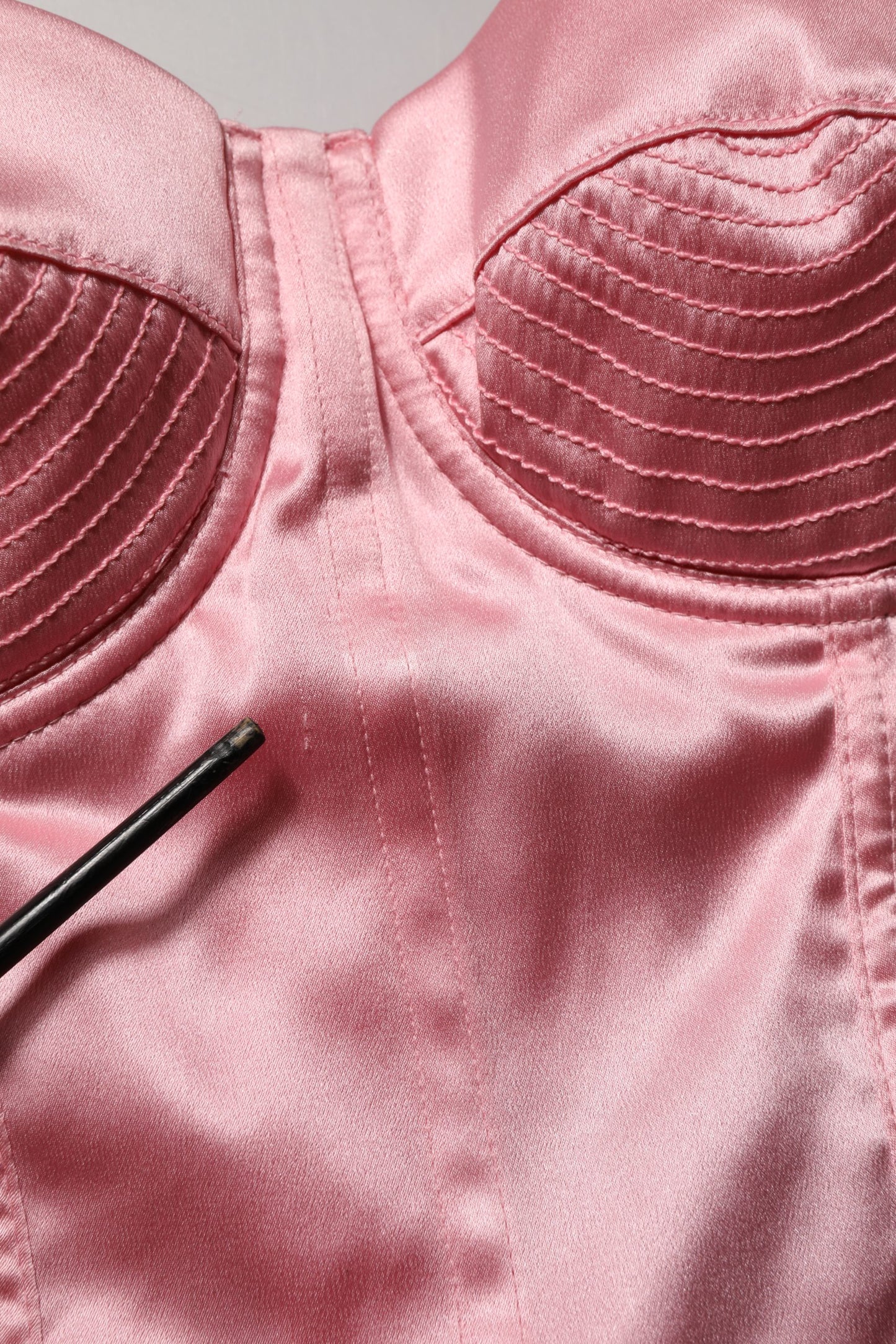Pink Silk Satin Padded Bra Corset Style Top