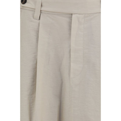 Beige Cotton Midi Skirt