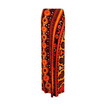 Orange Viscose Long Skirt