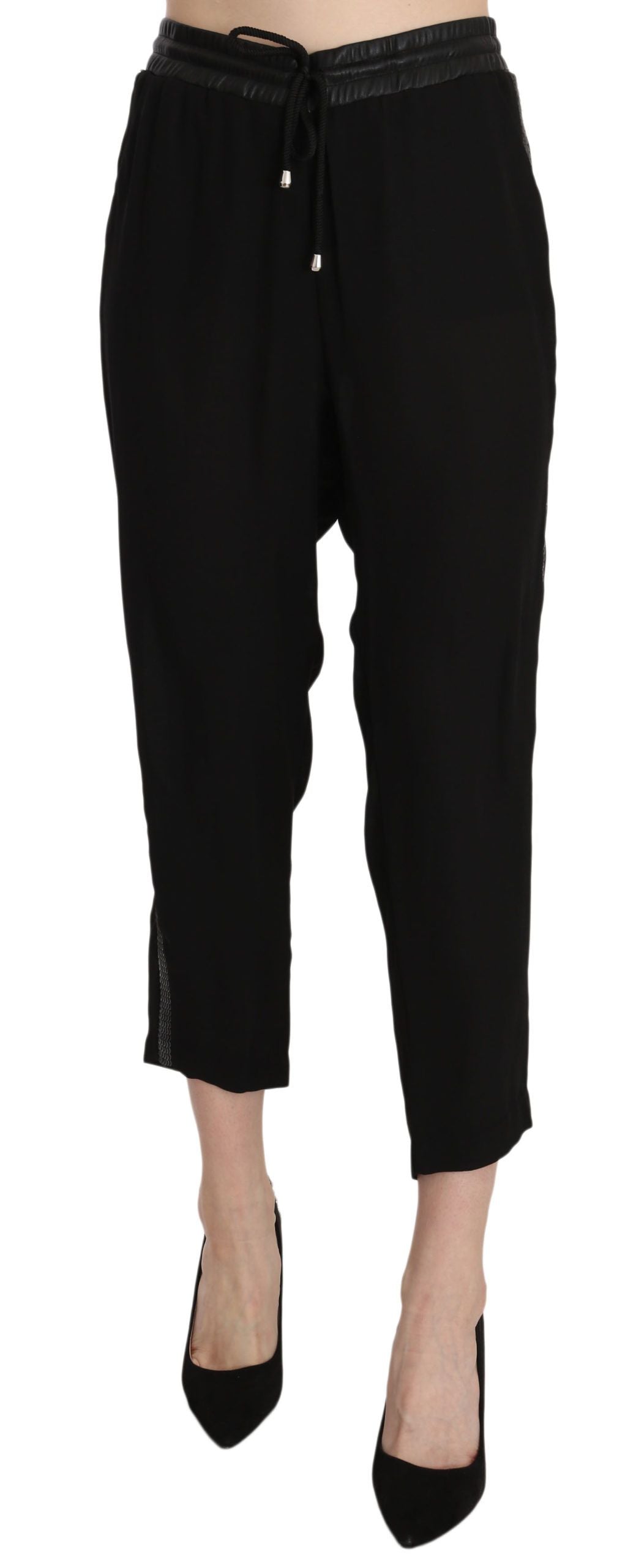 Chic High Waist Cropped Pants in Elegant Black