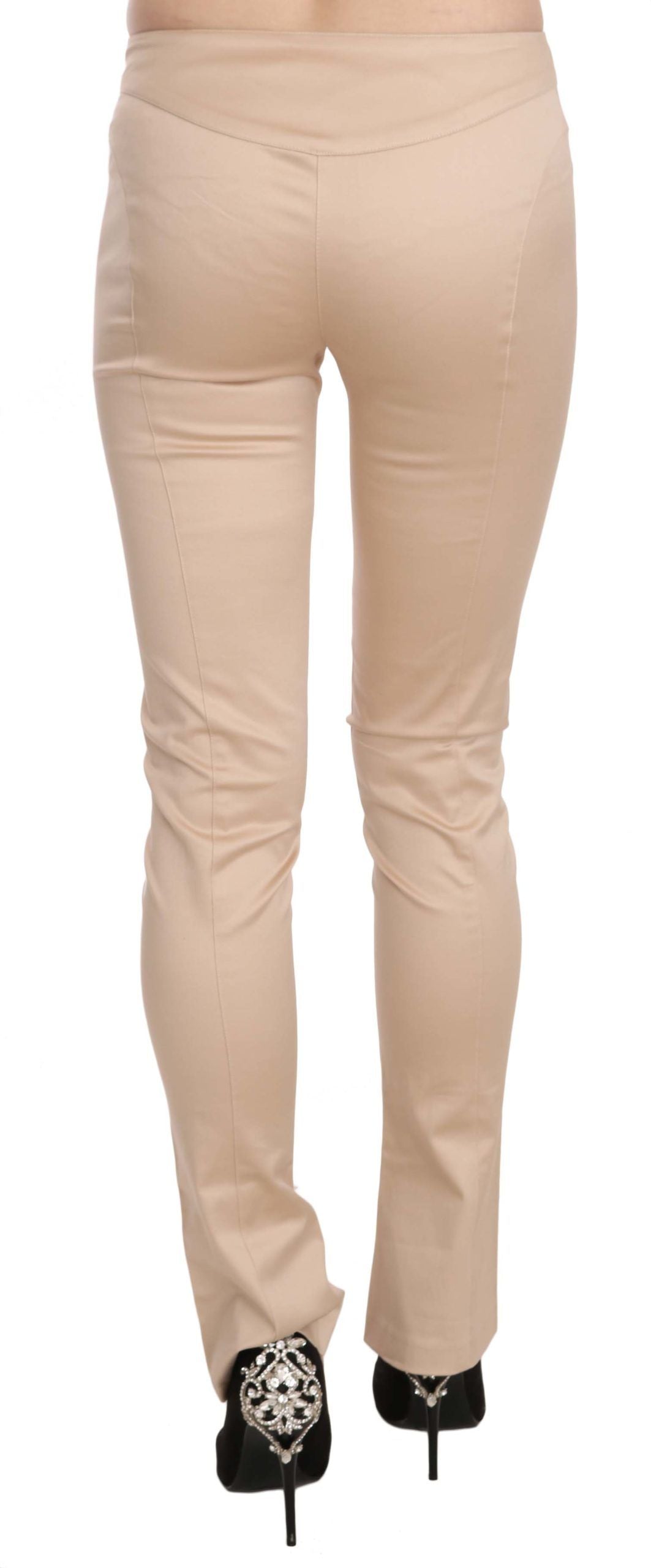 Elegant Cream Low Waist Skinny Trousers