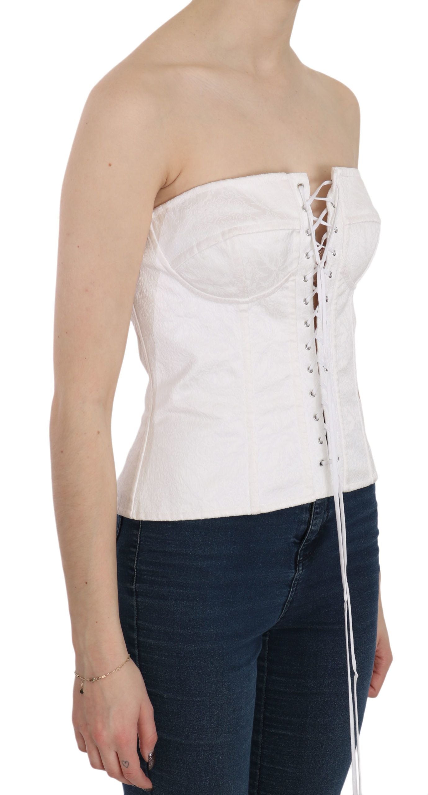 Elegant White Strapless Corset Top