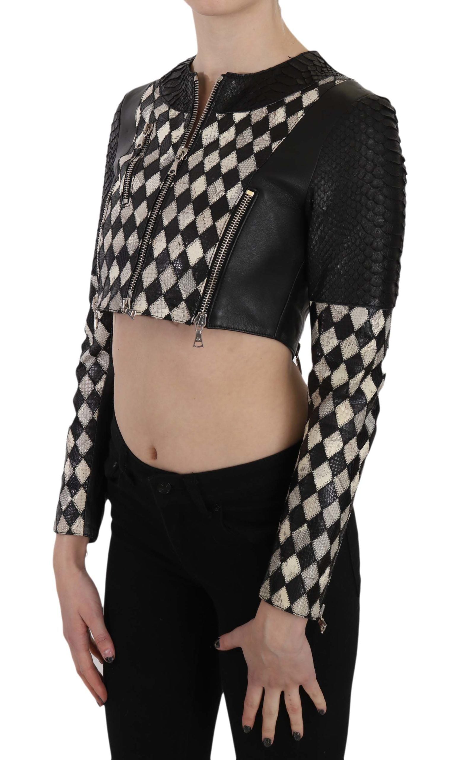 Chic Biker-Inspired Cropped Leather Jacket