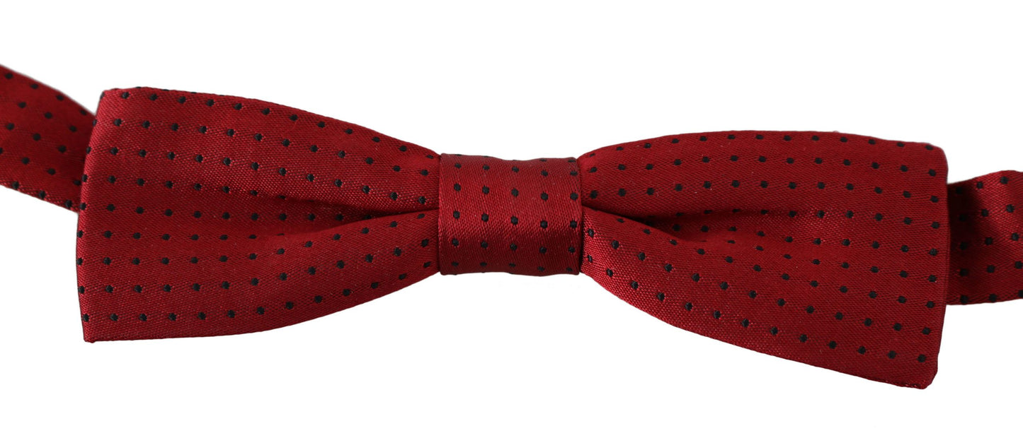 Elegant Red Dotted Silk Bow Tie