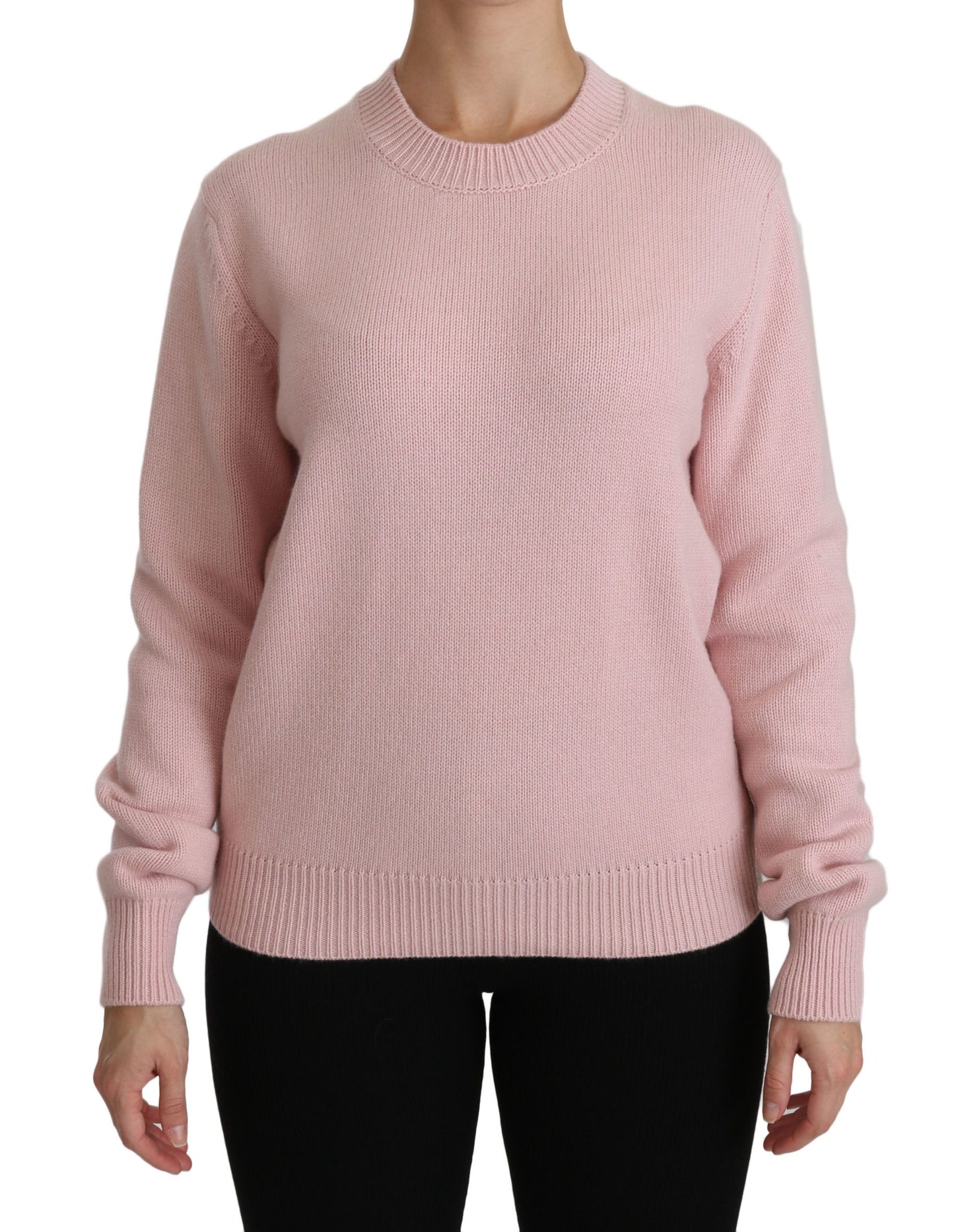 Cashmere-Blend Pink Crew Neck Sweater