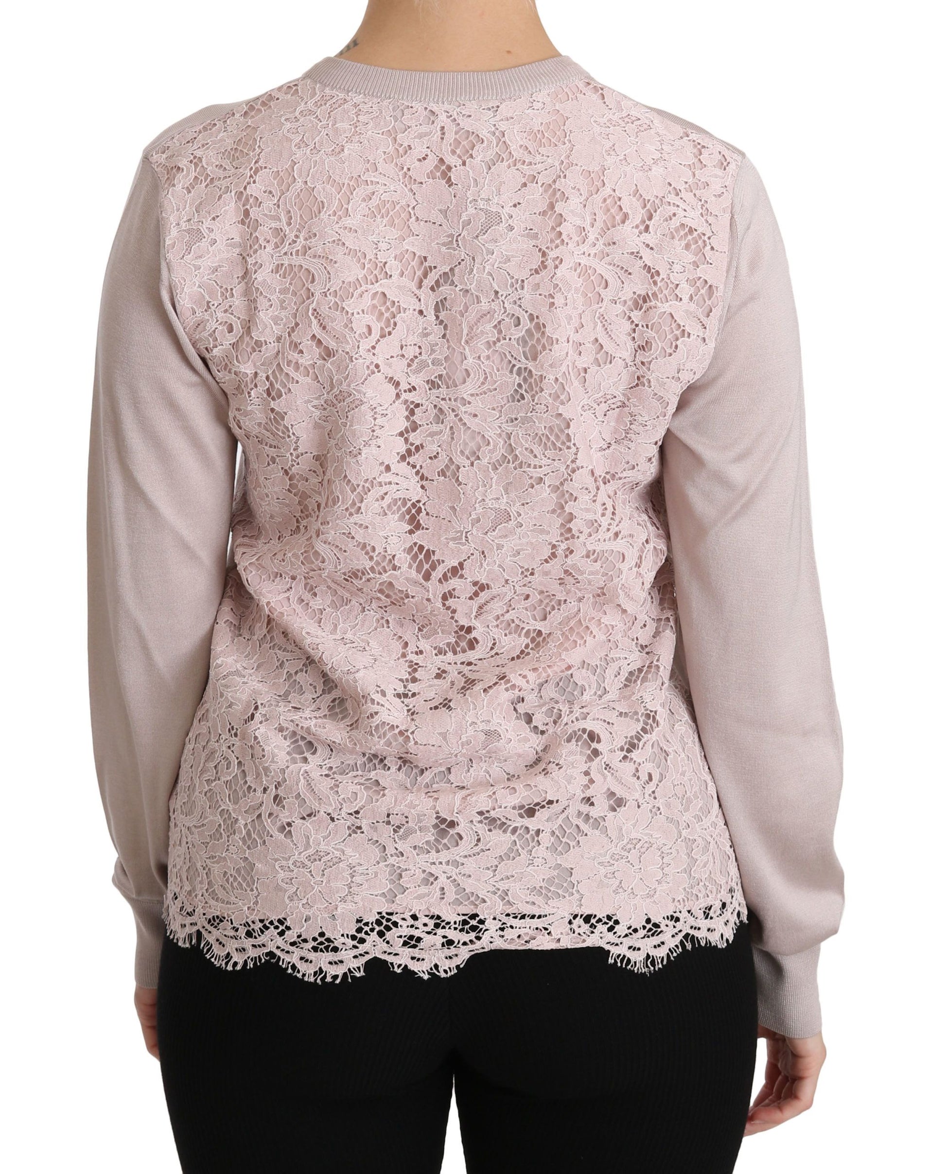 Silk Blend Pink Crew Neck Cardigan